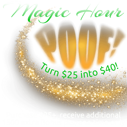 Sweepstakes Promo: Magic Hour. Buy $25+ and receive 1500 extra bonus points