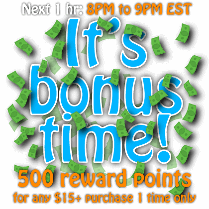Sweepstakes Promo: It's Bonus Time. Buy $15+ and get 500 reward points